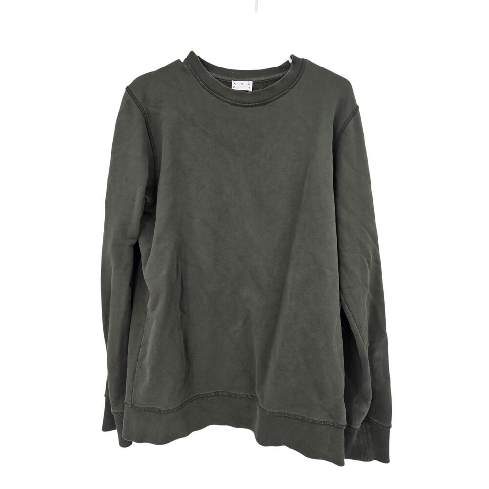 ASKET SMALL THE SWEATSHIRT GREEN COTTON CREW NECK LONG SLEEVE SWEATER